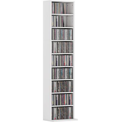 ARRIGONI Rangements Pour Cd Et Dvd 9 Compartiments Et 6 Étagères Réglables Capacité Max. 260 Cd/120 Dvd 33 X 24 X 140 Cm Blanc - Publicité ARRIGONI Rangements Pour Cd Et Dvd 9 Compartiments Et 6 Étagères Réglables Capacité Max. 260 Cd/120 Dvd 33 X 24 X 140 Cm Blanc - Publicité