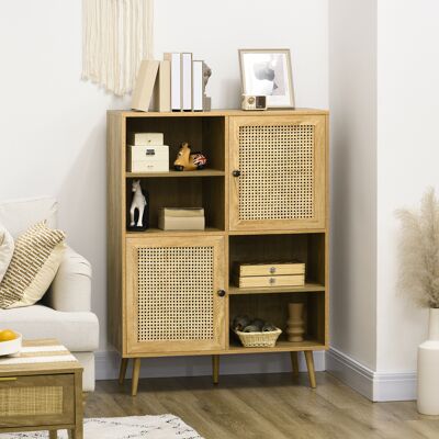 OEM Buffet Meuble De Rangement Armoire Haut Aspect Bois Et Cannage Design 2 Portes - Dim. 90l X 32,5l X 120h Cm - Publicité OEM Buffet Meuble De Rangement Armoire Haut Aspect Bois Et Cannage Design 2 Portes - Dim. 90l X 32,5l X 120h Cm - Publicité