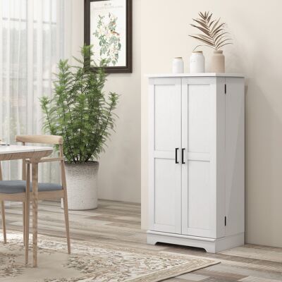 OEM Buffet Armoire De Cuisine 5 Niveaux Portes Étagères Réglables 60lx40px120hcm Grain Bois Crème - Publicité OEM Buffet Armoire De Cuisine 5 Niveaux Portes Étagères Réglables 60lx40px120hcm Grain Bois Crème - Publicité