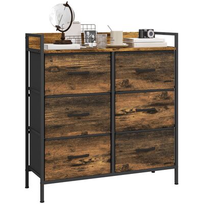 OEM Commode À 6 Tiroirs Pliants, Revêtement En Tissu, Structure En Acier, Style Industriel, 79 X 29 X 85 Cm, Marron Rustique - Publicité OEM Commode À 6 Tiroirs Pliants, Revêtement En Tissu, Structure En Acier, Style Industriel, 79 X 29 X 85 Cm, Marron Rustique - Publicité