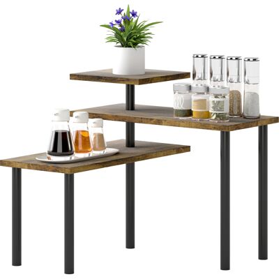 OEM Étagère De Cuisine Rotative À 3 Niveaux. Étagère D'Angle. Cadre En Métal. 40 X 18 X 36.5 Cm. Brun Rustique - Publicité OEM Étagère De Cuisine Rotative À 3 Niveaux. Étagère D'Angle. Cadre En Métal. 40 X 18 X 36.5 Cm. Brun Rustique - Publicité