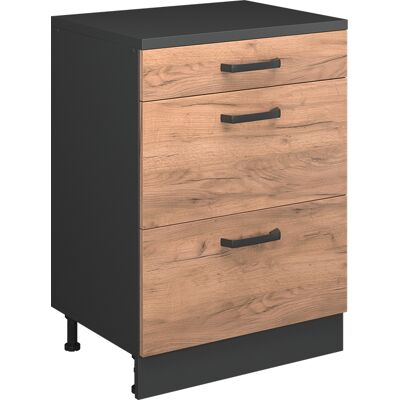 Commode D'Extension Rion, Chêne De Force Doré/anthracite, 60x46cm Sans Pente Avec 3 Tiroirs, Vicco - Publicité Commode D'Extension Rion, Chêne De Force Doré/anthracite, 60x46cm Sans Pente Avec 3 Tiroirs, Vicco - Publicité