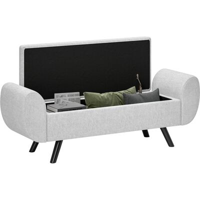 ARRIGONI Banc De Rangement 53,8l Avec Siège Rembourré En Lin Et Accoudoirs, Pour Salon, Chambre, Entrée, 132 X 42 X 50 Cm, Gris - Publicité ARRIGONI Banc De Rangement 53,8l Avec Siège Rembourré En Lin Et Accoudoirs, Pour Salon, Chambre, Entrée, 132 X 42 X 50 Cm, Gris - Publicité