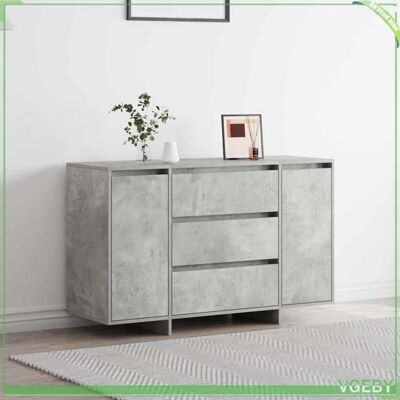 OEM Buffet Bas Gris Béton 120x41x75 Cm En Bois D'Ingénierie - 2 Portes Et Tiroir, Design Contemporain - Publicité OEM Buffet Bas Gris Béton 120x41x75 Cm En Bois D'Ingénierie - 2 Portes Et Tiroir, Design Contemporain - Publicité