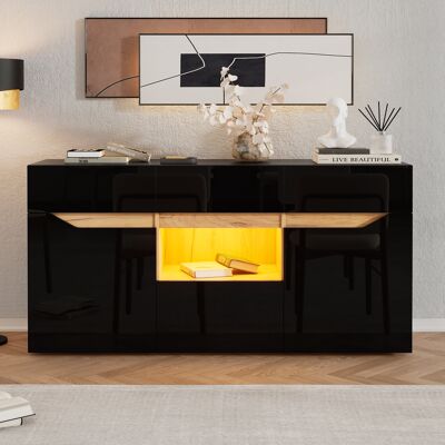 ACKERMAN Buffet De Salon 140 X 40 X 70 Cm, Buffet À 4 Tiroirs, Meuble À Deux Compartiments, Commode Large Sans Poignées, Usage Polyvalent, Meuble D'Appoint Pour Canapé Laqué Brillant Avec Éclairage Led, Colori - Publicité ACKERMAN Buffet De Salon 140 X 40 X 70 Cm, Buffet À 4 Tiroirs, Meuble À Deux Compartiments, Commode Large Sans Poignées, Usage Polyvalent, Meuble D'Appoint Pour Canapé Laqué Brillant Avec Éclairage Led, Colori - Publicité