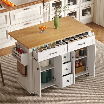 ACKERMAN Chariot Cuisine Multifonctionnel Plan Rabattable Extensible 120x65cm, 5 Tiroirs, Placards, Porte-épices/serviettes, Roulettes, Idéal Cuisine/salon - Publicité ACKERMAN Chariot Cuisine Multifonctionnel Plan Rabattable Extensible 120x65cm, 5 Tiroirs, Placards, Porte-épices/serviettes, Roulettes, Idéal Cuisine/salon - Publicité