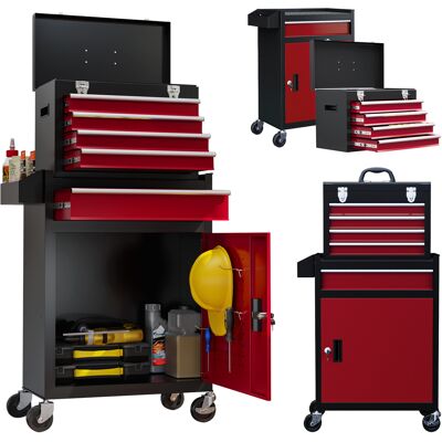 ARRIGONI Armoire À Outils Sur Roulettes Avec 5 Tiroirs Et Armoire Verrouillable, Sur Roulettes Pour L'Atelier Et La Maison, Rouge - Publicité ARRIGONI Armoire À Outils Sur Roulettes Avec 5 Tiroirs Et Armoire Verrouillable, Sur Roulettes Pour L'Atelier Et La Maison, Rouge - Publicité