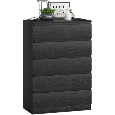 OEM Commode 5 Tiroirs Pour Chambre, Salon Ou Bureau, Style Moderne, 77 X 40 X 111,5 Cm, Aspect Bois Noir. Publicité OEM Commode 5 Tiroirs Pour Chambre, Salon Ou Bureau, Style Moderne, 77 X 40 X 111,5 Cm, Aspect Bois Noir. Publicité