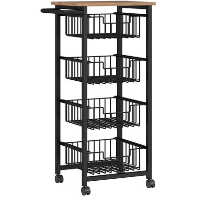 OEM Chariot De Cuisine/de Service Avec Plan De Travail, 4 Paniers Extensibles En Acier, Chariot À Roulettes Pour Bureau, 49,5 X 31 X 91 Cm, Chêne - Publicité OEM Chariot De Cuisine/de Service Avec Plan De Travail, 4 Paniers Extensibles En Acier, Chariot À Roulettes Pour Bureau, 49,5 X 31 X 91 Cm, Chêne - Publicité