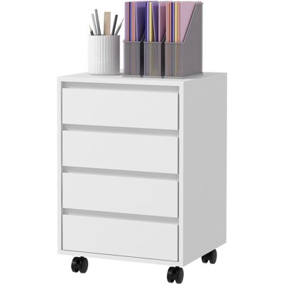 OEM Caisson De Bureau Rangement Bureau Sur Roulettes 4 Tiroirs Coulissants En Bois Aspect Bois Blanc - Publicité OEM Caisson De Bureau Rangement Bureau Sur Roulettes 4 Tiroirs Coulissants En Bois Aspect Bois Blanc - Publicité