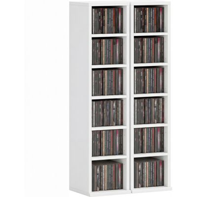 OEM Lot De 2 Étagères Colonnes Armoire De Rangement Cd-dvd 12 Compartiments 21 X 22.5 X 88.5 Cm Capacité 204 Cd Blanc - Publicité OEM Lot De 2 Étagères Colonnes Armoire De Rangement Cd-dvd 12 Compartiments 21 X 22.5 X 88.5 Cm Capacité 204 Cd Blanc - Publicité