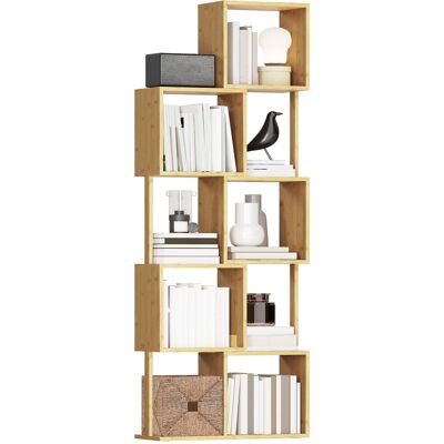 ARRIGONI Bibliotheque Moderne Asymetrique 5 Niveaux En Bambou 62.5 X 23 X 165 Cm - Publicité ARRIGONI Bibliotheque Moderne Asymetrique 5 Niveaux En Bambou 62.5 X 23 X 165 Cm - Publicité
