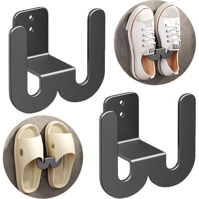 OEM Lot De 2 Supports À Chaussures Muraux En Métal Étagère Suspendue Sans Perçage Porte Chaussures Pour Porte D'Entrée De Salle De Bain Noir - Publicité OEM Lot De 2 Supports À Chaussures Muraux En Métal Étagère Suspendue Sans Perçage Porte Chaussures Pour Porte D'Entrée De Salle De Bain Noir - Publicité