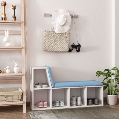 OEM Homcom Bibliothèque Banc 2 En 1 - 5 Compartiments De Rangement & 2 Coussins, 108x30x60cm, Blanc & Bleu - Publicité OEM Homcom Bibliothèque Banc 2 En 1 - 5 Compartiments De Rangement & 2 Coussins, 108x30x60cm, Blanc & Bleu - Publicité