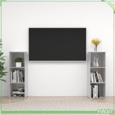 OEM Meuble Tv - 3079911 - Gris Béton - Bois D'Ingénierie - 3 Compartiments, Posable Horiz./vert. Publicité OEM Meuble Tv - 3079911 - Gris Béton - Bois D'Ingénierie - 3 Compartiments, Posable Horiz./vert. Publicité