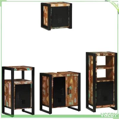 OEM Ensemble De Mobilier De Salle De Bain 4 Pcs - Faf7291712428081 - Bois Recyclé Solide - Style Industriel - Marron - Publicité OEM Ensemble De Mobilier De Salle De Bain 4 Pcs - Faf7291712428081 - Bois Recyclé Solide - Style Industriel - Marron - Publicité