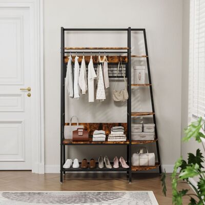 DEVOKO Porte-manteaux Industriel Indépendant Avec Étagères De Rangement. Rétro Marron Multifonction Pour Ranger Vêtements Et Chaussures - Publicité DEVOKO Porte-manteaux Industriel Indépendant Avec Étagères De Rangement. Rétro Marron Multifonction Pour Ranger Vêtements Et Chaussures - Publicité