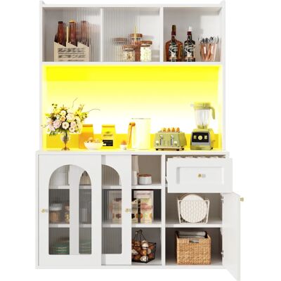 SANS MARQUE Buffet Haut 167 Cm Blanc –portes Coulissantes En Verre –étagères Réglables –led Musicale (app) –anti-basculement - Publicité SANS MARQUE Buffet Haut 167 Cm Blanc –portes Coulissantes En Verre –étagères Réglables –led Musicale (app) –anti-basculement - Publicité