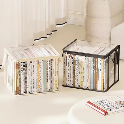 ACQUAVIVASTORE Boîte De Rangement Pour Livres En Plastique Transparent Avec Couvercle – Organiseur Transparent Et Empilable Pour Livres Et Magazines - Publicité ACQUAVIVASTORE Boîte De Rangement Pour Livres En Plastique Transparent Avec Couvercle – Organiseur Transparent Et Empilable Pour Livres Et Magazines - Publicité