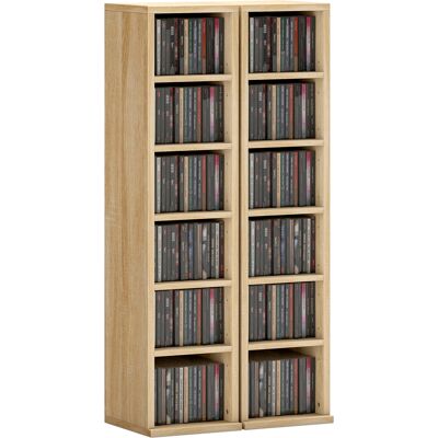 ARRIGONI Lot De 2 Étagères Colonnes Armoire De Rangement Cd-dvd 12 Compartiments 21 X 22,5 X 88,5 Cm Capacité 204 Cd Chêne - Publicité ARRIGONI Lot De 2 Étagères Colonnes Armoire De Rangement Cd-dvd 12 Compartiments 21 X 22,5 X 88,5 Cm Capacité 204 Cd Chêne - Publicité