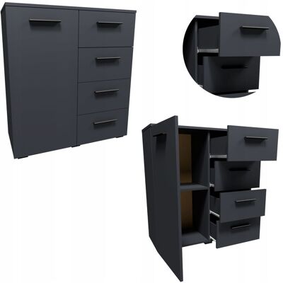 OEM Commode Helena 80 Cm 1d4s Anthracite, Petite Armoire, Vêtements Et Jouets - Publicité OEM Commode Helena 80 Cm 1d4s Anthracite, Petite Armoire, Vêtements Et Jouets - Publicité