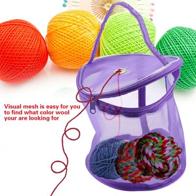 MCKENSA Sac De Rangement Portable Cylindrique En Maille Pour Laine, Contenant Pratique Et Élégant (violet) - Publicité MCKENSA Sac De Rangement Portable Cylindrique En Maille Pour Laine, Contenant Pratique Et Élégant (violet) - Publicité
