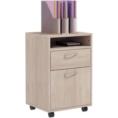 ARRIGONI Caisson De Bureau À Roulettes Avec Tiroir Placard Et Niche Pour Documents Et Dossier Suspendu 40 X 35 X 60 Cm Chêne - Publicité ARRIGONI Caisson De Bureau À Roulettes Avec Tiroir Placard Et Niche Pour Documents Et Dossier Suspendu 40 X 35 X 60 Cm Chêne - Publicité