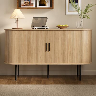 ACKERMAN Buffet Moderne En Mdf Avec Portes Enroulables, Poignées En Aluminium Et Pieds En Fer – Meuble De Rangement Polyvalent Pour Salon, Salle À Manger Et Intérieurs Modernes - Publicité ACKERMAN Buffet Moderne En Mdf Avec Portes Enroulables, Poignées En Aluminium Et Pieds En Fer – Meuble De Rangement Polyvalent Pour Salon, Salle À Manger Et Intérieurs Modernes - Publicité