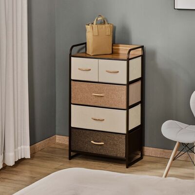 OEM Commode Rangement Avec 5 Tiroirs En Tissu Pliables, Structure Stable, Multicolore, Idéale Pour Chambre, Salon Et Entrée, Dimensions 58x29x99cm - Publicité OEM Commode Rangement Avec 5 Tiroirs En Tissu Pliables, Structure Stable, Multicolore, Idéale Pour Chambre, Salon Et Entrée, Dimensions 58x29x99cm - Publicité