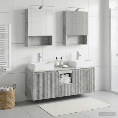 Ensemble D'Armoire De Salle De Bain 5 Pcs Gris Béton Vidaxl - Publicité Ensemble D'Armoire De Salle De Bain 5 Pcs Gris Béton Vidaxl - Publicité
