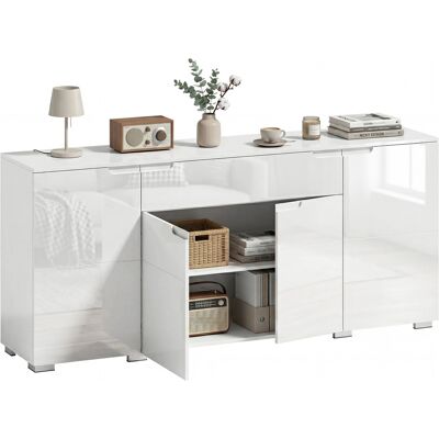 ARRIGONI Sideboard Brillant Commode Moderne 4 Portes Avec Etageres Reglables Fermeture Douce Blanc - Publicité ARRIGONI Sideboard Brillant Commode Moderne 4 Portes Avec Etageres Reglables Fermeture Douce Blanc - Publicité