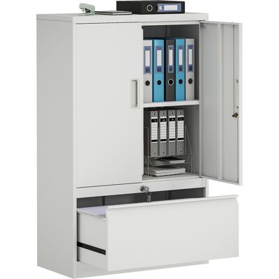 ARRIGONI Armoire De Bureau En Acier Avec Etagere Reglable Et Tiroir 80x40x130 Cm Blanc - Publicité ARRIGONI Armoire De Bureau En Acier Avec Etagere Reglable Et Tiroir 80x40x130 Cm Blanc - Publicité
