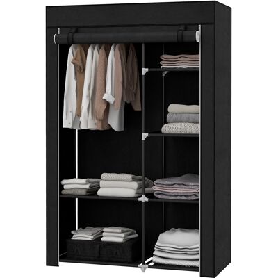 ACKERMAN Penderie En Tissu 6 Compartiments Aspect Non-tissé Pliable Noir 103x43x162,5cm - Publicité ACKERMAN Penderie En Tissu 6 Compartiments Aspect Non-tissé Pliable Noir 103x43x162,5cm - Publicité