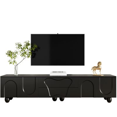 ACKERMAN Meuble Tv Noir De 180 Cm Avec Pieds En Bois – Un Meuble Tv Minimaliste Et Élégant Offrant Un Grand Espace De Rangement, Un Design Unique Et Des Options De Rangement Flexibles Pour Un Salon Stylé. Publicité ACKERMAN Meuble Tv Noir De 180 Cm Avec Pieds En Bois – Un Meuble Tv Minimaliste Et Élégant Offrant Un Grand Espace De Rangement, Un Design Unique Et Des Options De Rangement Flexibles Pour Un Salon Stylé. Publicité