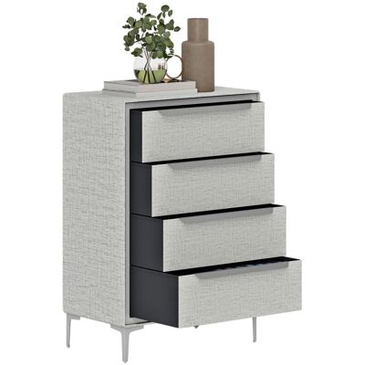 ARRIGONI Cassettiera 4 Tiroirs En Acier Avec Revetement En Tissu Effet Lin 60x36x88 Cm Gris - Publicité ARRIGONI Cassettiera 4 Tiroirs En Acier Avec Revetement En Tissu Effet Lin 60x36x88 Cm Gris - Publicité