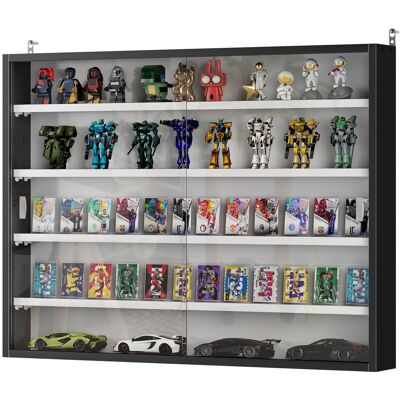OEM Vitrine Murale Pour Objets De Collection 4 Étagère Réglables En Hauteur Et 2 Portes Coulissantes 80 X 9,5 X 60 Cm Noir - Publicité OEM Vitrine Murale Pour Objets De Collection 4 Étagère Réglables En Hauteur Et 2 Portes Coulissantes 80 X 9,5 X 60 Cm Noir - Publicité