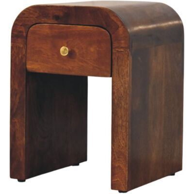 ACKERMAN Table De Chevet Mini Darcy En Châtaignier Massif Avec Bords Arrondis, 1 Tiroir, Brun Foncé - Publicité ACKERMAN Table De Chevet Mini Darcy En Châtaignier Massif Avec Bords Arrondis, 1 Tiroir, Brun Foncé - Publicité