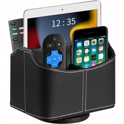 ABYSSE Boîte De Rangement-télécommande Rotatif À 360° En Cuir - Rangement Avec 5 Compartiments Pour Télécommande Tv Téléphone Portable Et Stylo Pour Table De Chevet, Bureau(noir) - Publicité ABYSSE Boîte De Rangement-télécommande Rotatif À 360° En Cuir - Rangement Avec 5 Compartiments Pour Télécommande Tv Téléphone Portable Et Stylo Pour Table De Chevet, Bureau(noir) - Publicité
