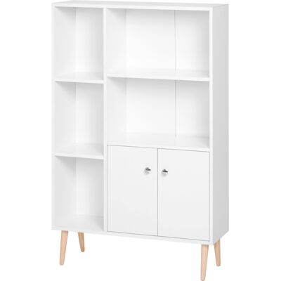 OEM Bibliothèque Scandinave Meuble De Rangement Dim. 80l X 23,5l X 123h Cm 5 Niches Placard 2 Portes Pieds Effilés Inclinés Bois Massif Panneaux Particules Blanc - Publicité OEM Bibliothèque Scandinave Meuble De Rangement Dim. 80l X 23,5l X 123h Cm 5 Niches Placard 2 Portes Pieds Effilés Inclinés Bois Massif Panneaux Particules Blanc - Publicité