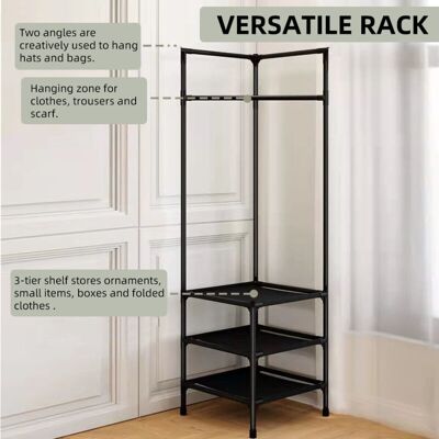 OEM Porte-manteau D'Angle. Organisateur D'Angle Industriel Avec 3 Étagères Pour Chambre À Coucher. Buanderie. Foyer. Salle De Séjour. Bureau(noir) - Publicité OEM Porte-manteau D'Angle. Organisateur D'Angle Industriel Avec 3 Étagères Pour Chambre À Coucher. Buanderie. Foyer. Salle De Séjour. Bureau(noir) - Publicité