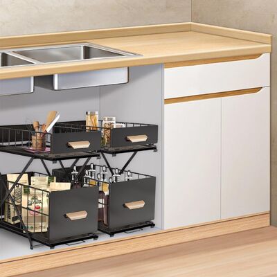 GRASSLIN Rangement Sous Évier À 2 Niveaux,organiseur De Cuisine, Étagère Sous Évier, Porte-épices,panier Coulissant En Métal,pour Salle Bain,chambre (40 26 43 Cm-noir-2pc) 402643 Cm-noir-2pc -'402643 Cm-noir- - Publicité GRASSLIN Rangement Sous Évier À 2 Niveaux,organiseur De Cuisine, Étagère Sous Évier, Porte-épices,panier Coulissant En Métal,pour Salle Bain,chambre (40 26 43 Cm-noir-2pc) 402643 Cm-noir-2pc -'402643 Cm-noir- - Publicité