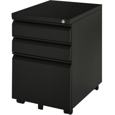 ACKERMAN Chariot À Tiroirs, Armoire De Bureau Avec 3 Tiroirs Et Roulettes, Poignée Concave, En Acier, Noir Pour Bureau Et Télétravail - Publicité ACKERMAN Chariot À Tiroirs, Armoire De Bureau Avec 3 Tiroirs Et Roulettes, Poignée Concave, En Acier, Noir Pour Bureau Et Télétravail - Publicité