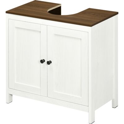 OEM Meuble Sous Lavabo Meuble De Salle De Bain 2 Portes Avec Étagère 60 X 30 X 60 Cm Blanc Et Aspect Bois - Publicité OEM Meuble Sous Lavabo Meuble De Salle De Bain 2 Portes Avec Étagère 60 X 30 X 60 Cm Blanc Et Aspect Bois - Publicité