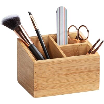 OEM Organisateur À Maquillage En Bambou Terra - 3 Compartiments - Publicité OEM Organisateur À Maquillage En Bambou Terra - 3 Compartiments - Publicité
