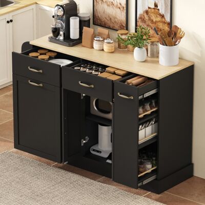 AUDIONOVA Buffet Moderne Avec Plusieurs Tiroirs, Meuble De Rangement Avec Compartiment Poubelle Et Étagère À Épices Extérieure Pour Salle À Manger, Salon Et Cuisine (noir) - Publicité AUDIONOVA Buffet Moderne Avec Plusieurs Tiroirs, Meuble De Rangement Avec Compartiment Poubelle Et Étagère À Épices Extérieure Pour Salle À Manger, Salon Et Cuisine (noir) - Publicité