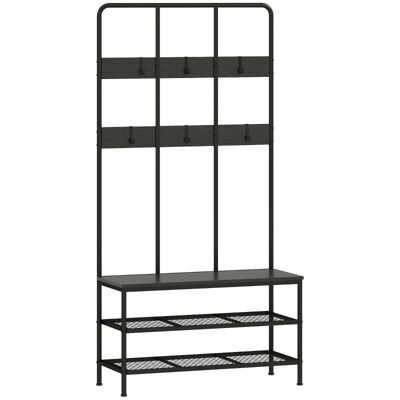 OEM Porte-manteau 3 En 1, Crochets Pour Vêtements, Banc, Étagère À Chaussures, Métal, Panneaux De Particules, Noir - Publicité OEM Porte-manteau 3 En 1, Crochets Pour Vêtements, Banc, Étagère À Chaussures, Métal, Panneaux De Particules, Noir - Publicité