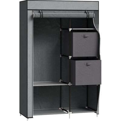 OEM Armoire En Tissu, Pliable, Avec Tiroirs Et Tringle, Gris Foncé Avec Fermeture Éclair, En Tissu Non Tissé Pour Un Rangement Peu Encombrant. Publicité OEM Armoire En Tissu, Pliable, Avec Tiroirs Et Tringle, Gris Foncé Avec Fermeture Éclair, En Tissu Non Tissé Pour Un Rangement Peu Encombrant. Publicité
