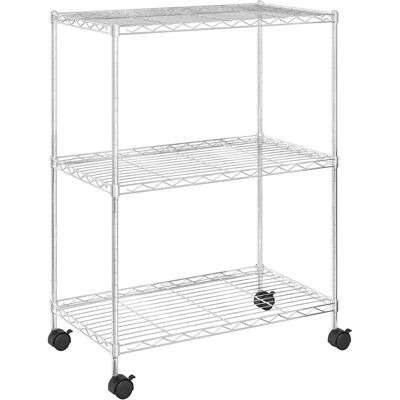 DESIGN IN Étagère De Rangement 3 Niveaux Et Roues 60x35x81cm Chrome 150kg - Publicité DESIGN IN Étagère De Rangement 3 Niveaux Et Roues 60x35x81cm Chrome 150kg - Publicité