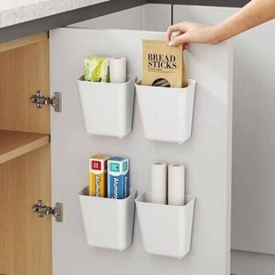 URSUS Boîte De Rangement Murale Autocollante 4 Pièces, Organiseur De Petits Objets Pour Armoire/salle De Bain/réfrigérateur - Publicité URSUS Boîte De Rangement Murale Autocollante 4 Pièces, Organiseur De Petits Objets Pour Armoire/salle De Bain/réfrigérateur - Publicité