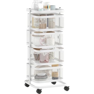 MIDUODUO Resserre 4 Paniers Rotatifs Sur Roues, Chariot À Légumes Et Fruits, Plateau, Acier, 33 X 33 X 77 Cm, Blanc - Publicité MIDUODUO Resserre 4 Paniers Rotatifs Sur Roues, Chariot À Légumes Et Fruits, Plateau, Acier, 33 X 33 X 77 Cm, Blanc - Publicité
